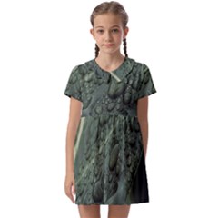 Leaves Water Drops Green  Kids  Asymmetric Collar Dress by artworkshop