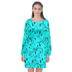 Flower Texture Textile Long Sleeve Chiffon Shift Dress  by artworkshop