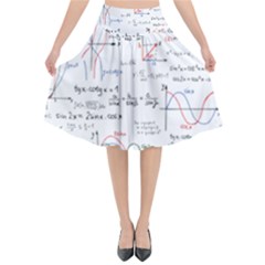 Math Formula Pattern Flared Midi Skirt by Wegoenart