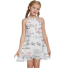 Math Formula Pattern Kids  Halter Collar Waist Tie Chiffon Dress by Wegoenart