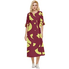 Illustration Art Pattern Design Painting- Double Cuff Midi Dress by Wegoenart