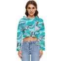 Sea waves seamless pattern Women s Lightweight Cropped Hoodie View1