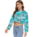 Sea waves seamless pattern Women s Lightweight Cropped Hoodie View2