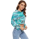 Sea waves seamless pattern Women s Lightweight Cropped Hoodie View3