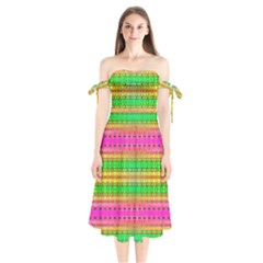 Peace And Love Shoulder Tie Bardot Midi Dress by Thespacecampers