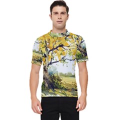 Landscape Painting Meadow Garden Men s Short Sleeve Rash Guard by Wegoenart