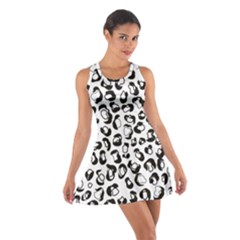 Black And White Leopard Print Jaguar Dots Cotton Racerback Dress by ConteMonfrey