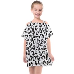 Black And White Leopard Print Jaguar Dots Kids  One Piece Chiffon Dress by ConteMonfrey