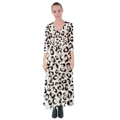 Black And White Leopard Print Jaguar Dots Button Up Maxi Dress by ConteMonfrey