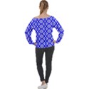 Portuguese Tiles Vibes Plaids Off Shoulder Long Sleeve Velour Top View2