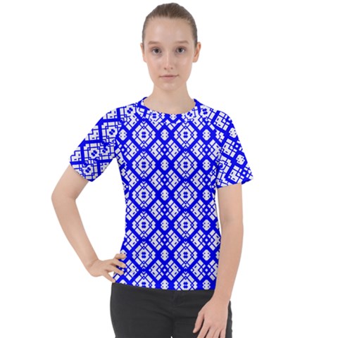 Portuguese Tiles Vibes Plaids Women s Sport Raglan Tee by ConteMonfrey