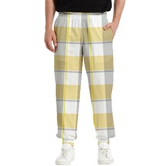 Grey Yellow Plaids Men s Elastic Waist Pants by ConteMonfrey