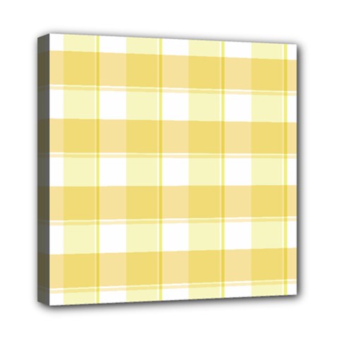 White And Yellow Plaids Mini Canvas 8  X 8  (stretched) by ConteMonfrey