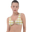 White and yellow plaids Ring Detail Bikini Top View1