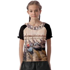 Black Several Boats - Colorful Italy  Kids  Frill Chiffon Blouse by ConteMonfrey