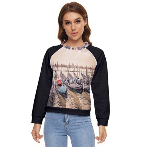 Black Several Boats - Colorful Italy  Women s Long Sleeve Raglan Tee by ConteMonfrey