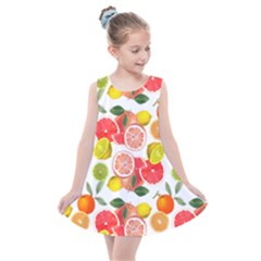 Citrus Fruit Seamless Pattern Kids  Summer Dress by Wegoenart