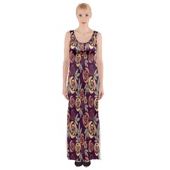 Illustration Thigh Split Maxi Dress by nateshop