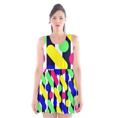 Illustration Geometric Form Circle Line Pattern Scoop Neck Skater Dress by Wegoenart