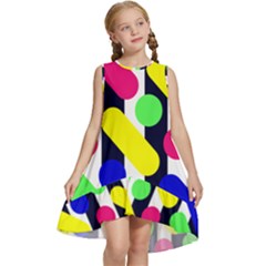 Illustration Geometric Form Circle Line Pattern Kids  Frill Swing Dress by Wegoenart