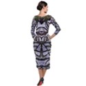 Liberty inspired embroidery IV Quarter Sleeve Midi Velour Bodycon Dress View2