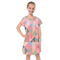 Illustration Pink Background Geometric Triangle Kids  Drop Waist Dress by Wegoenart