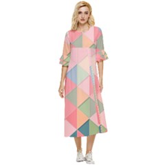 Illustration Pink Background Geometric Triangle Double Cuff Midi Dress by Wegoenart