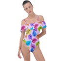 Pattern Illustration Background Abstract Leaves To Dye Frill Detail One Piece Swimsuit View1