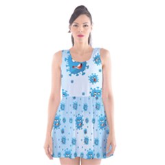 Illustration Virus Pattern Scoop Neck Skater Dress by Wegoenart