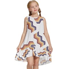 Illustration Abstract-art Diagonal Stripe Stripes Kids  Frill Swing Dress by Wegoenart