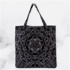 Illustration Black White Rosette Mandala Ornament Wallpaper Grocery Tote Bag by Wegoenart