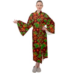 Illustration Christmas Xmas Pattern Maxi Velour Kimono by Wegoenart