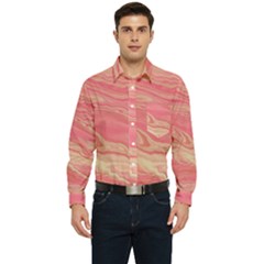 Illustration Graphic Pattern Texrure Pink Maeble Men s Long Sleeve Pocket Shirt  by Wegoenart