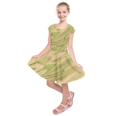 Green Pattern Texture Marble Kids  Short Sleeve Dress by Wegoenart