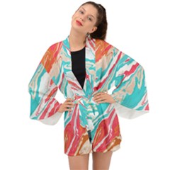 Stone Marble Texturw Pattern Long Sleeve Kimono by Wegoenart