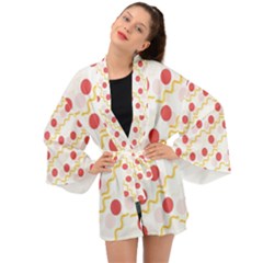 Line Patter Dots Dot Lines Decorative Long Sleeve Kimono by Wegoenart