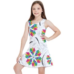 Illustration Colorful Flowers Floral Pattern Kids  Lightweight Sleeveless Dress by Wegoenart