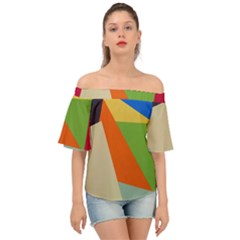 Illustration Colored Paper Abstract Background Off Shoulder Short Sleeve Top by Wegoenart