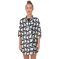 Background Monochrome Geometric Half Sleeve Chiffon Kimono by Wegoenart