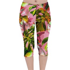 Illustration Paintimg Paint Monstera Leave Leaf Plant Green Velvet Capri Leggings  by Wegoenart