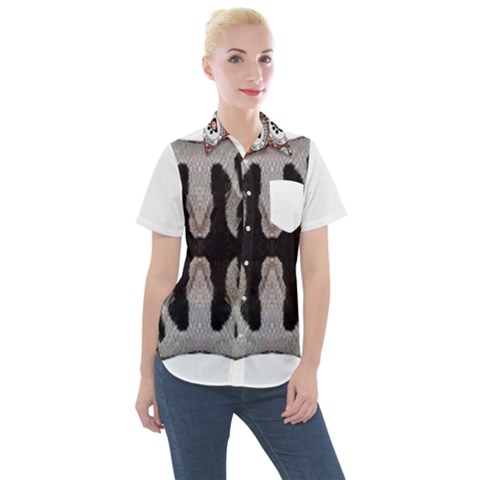 Im Fourth Dimension Black White 61 Women s Short Sleeve Pocket Shirt by imanmulyana