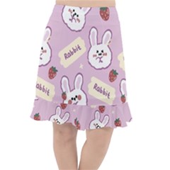 Illustration Rabbit Cartoon Background Pattern Fishtail Chiffon Skirt by Sudhe