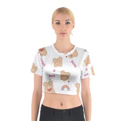 Illustrations Bear Cartoon Background Pattern Cotton Crop Top by Sudhe