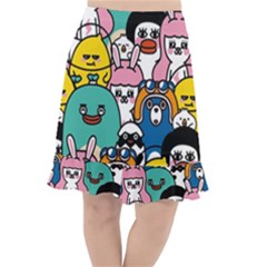 Illustration Animals Cartoon Background Pattern Fishtail Chiffon Skirt by Sudhe