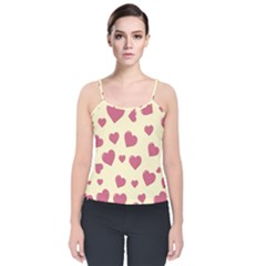 Valentine Flat Love Hearts Design Romantic Velvet Spaghetti Strap Top by Amaryn4rt