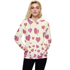 Valentine Flat Love Hearts Design Romantic Women s Lightweight Drawstring Hoodie by Amaryn4rt