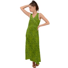 Oak Tree Nature Ongoing Pattern V-neck Chiffon Maxi Dress by Mariart