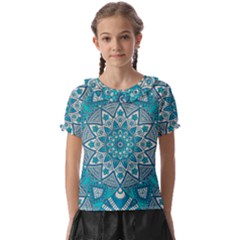 Mandala Blue Kids  Frill Chiffon Blouse by zappwaits