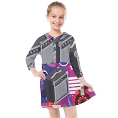 Music Abstract Background Energy Kids  Quarter Sleeve Shirt Dress by danenraven