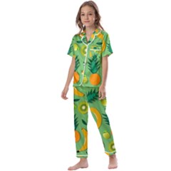 Fruit Tropical Pattern Design Art Kids  Satin Short Sleeve Pajamas Set by danenraven